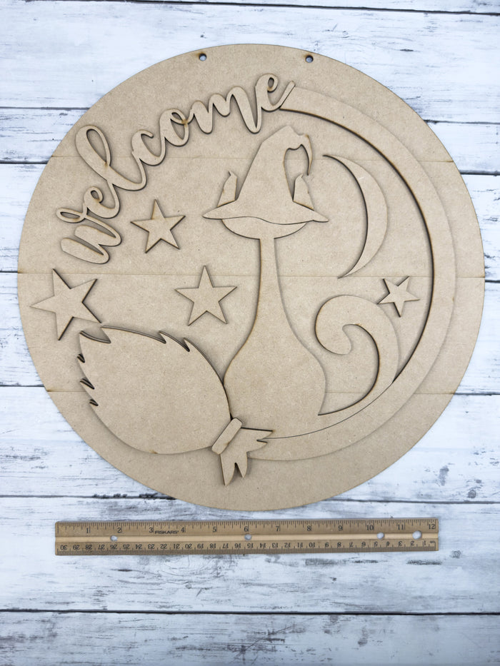 15 in Round Halloween Cat Door Hanger Sign DIY Kit