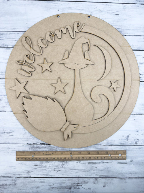 15 in Round Halloween Cat Door Hanger Sign DIY Kit