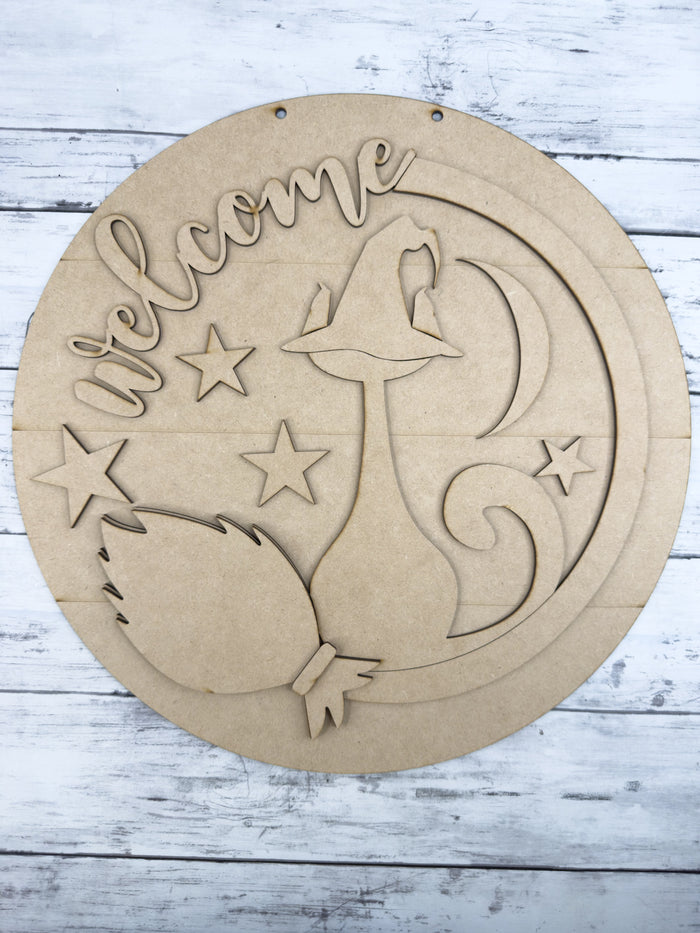 15 in Round Halloween Cat Door Hanger Sign DIY Kit