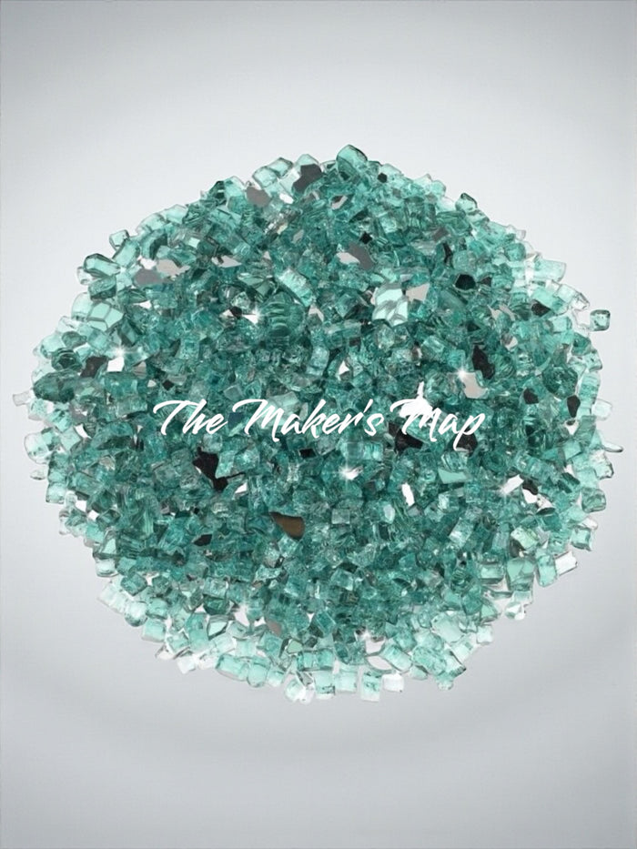 16 oz. Reflective Aqua Crushed Fire Glass 1/4in