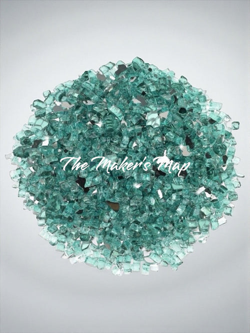 16 oz. Reflective Aqua Crushed Fire Glass 1/4in