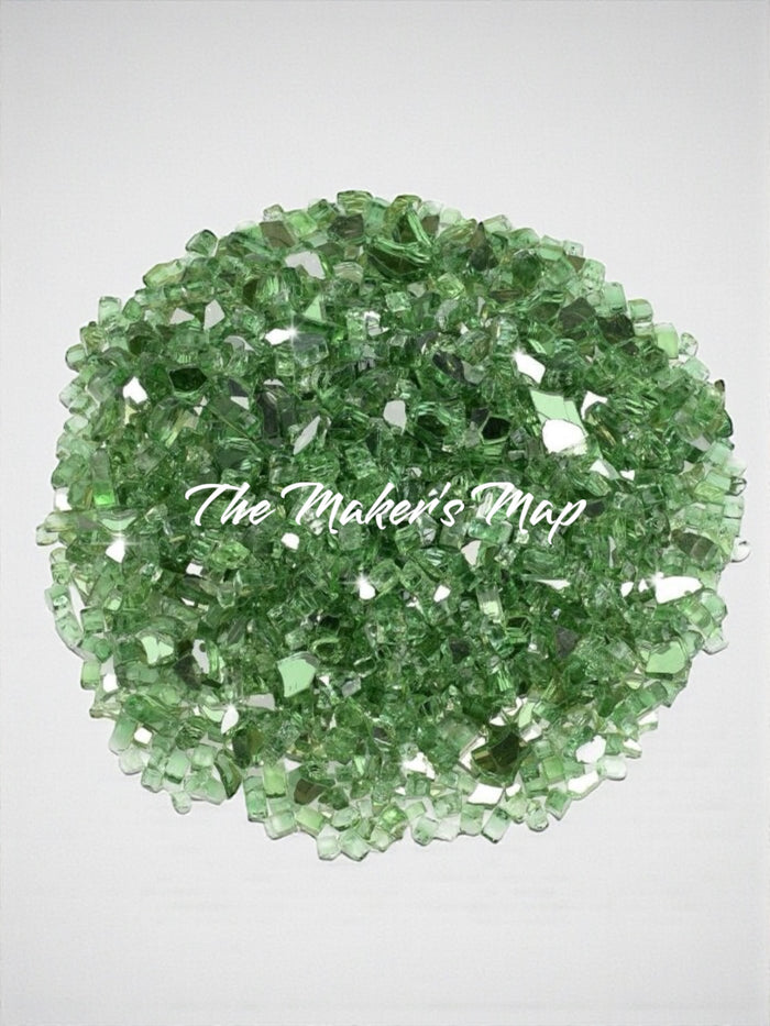 16 oz. Reflective Glorious Green Crushed Fire Glass 1/4in