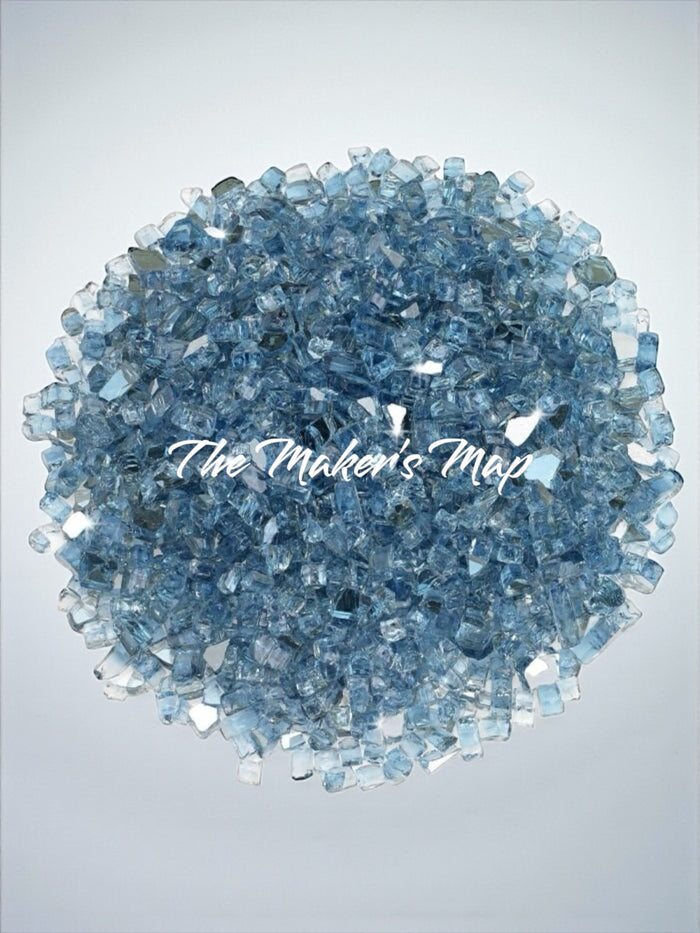 16 oz. Reflective Pacific Blue Crushed Fire Glass 1/4in