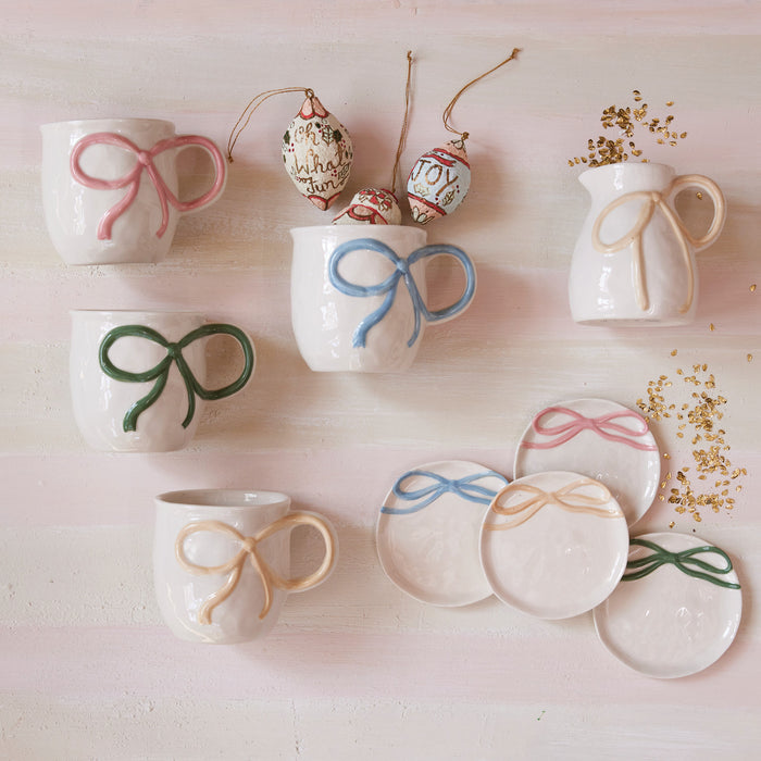 18 oz. Stoneware Mug with Bow Handle, 4 Colors