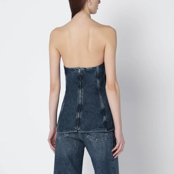 AGOLDE - Blue Lara denim corset Brand Apparel & Accessories