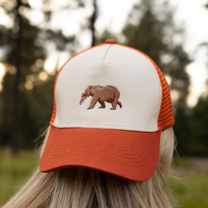 Bear Embroidered Trucker - Rust