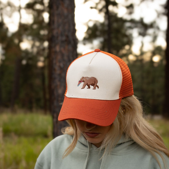 Bear Embroidered Trucker - Rust