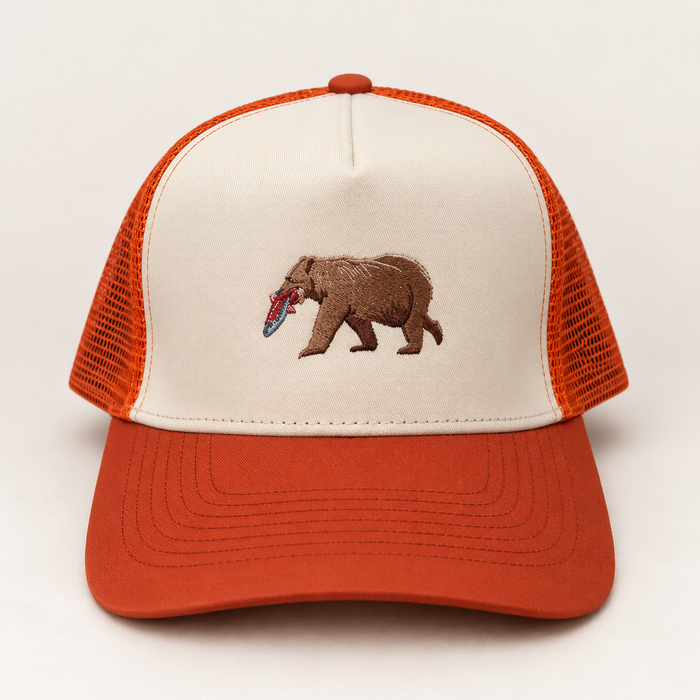 Bear Embroidered Trucker - Rust