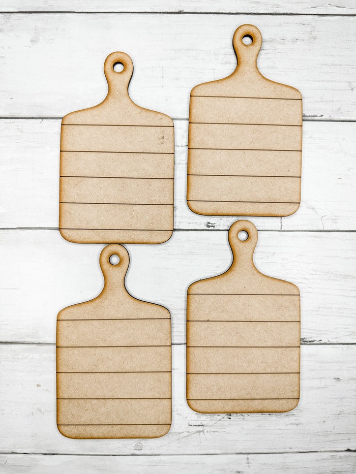 Blank Mini Cutting board Shape WITH lines Cut outs DIY Kit