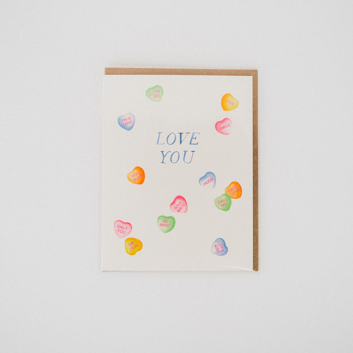 Candy Hearts Love Greeting Card
