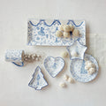 Ceramic Shaped Dish with Holiday Image, White & Blue, 3 Styles