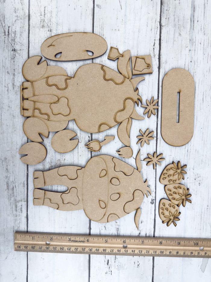 Cute Cow and Strawberries Sitter DIY Kit