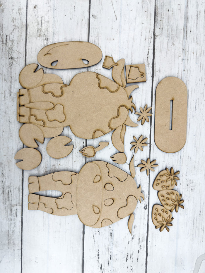 Cute Cow and Strawberries Sitter DIY Kit
