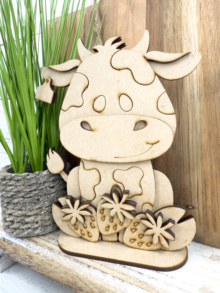 Cute Cow and Strawberries Sitter DIY Kit
