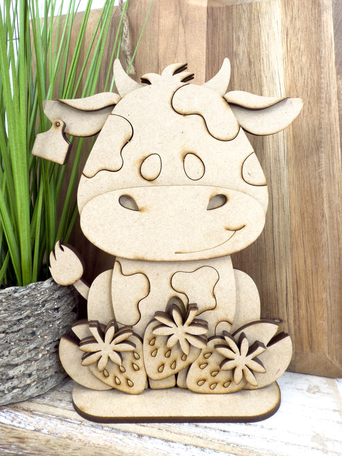 Cute Cow and Strawberries Sitter DIY Kit