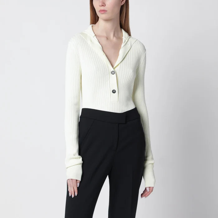 Entire Studios - White high-neck Henley top