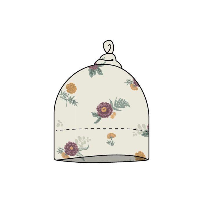 Fall Floral Top Knot Hat