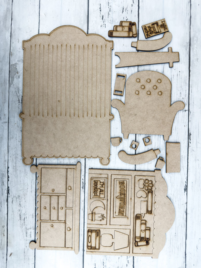 Fancy Mini Book Worm Hutch DIY Craft Kit