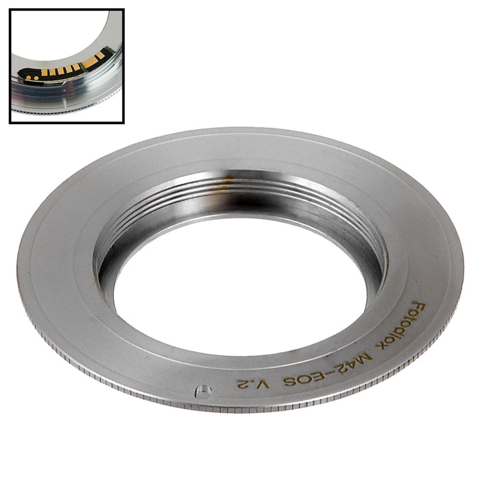 Fotodiox Pro Lens Mount Adapter Compatible with M42 Type 2 Screw Mount SLR Lens to Canon EOS (EF, EF-S) Mount SLR Camera Body - with Generation v10 Focus Confirmation Chip
