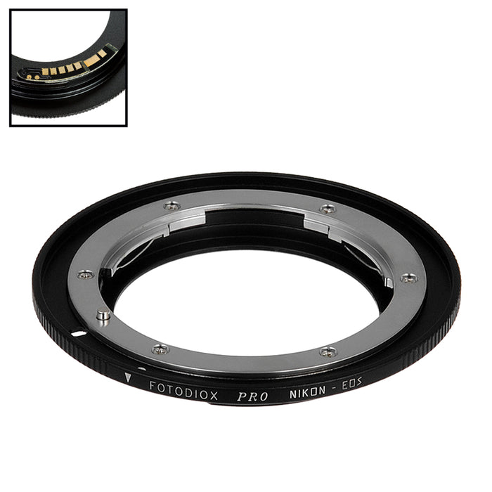 Fotodiox Pro Lens Mount Adapter Compatible with Nikon Nikkor F Mount D/SLR Lens to Canon EOS (EF, EF-S) Mount D/SLR Camera Body - with Gen10 Focus Confirmation Chip