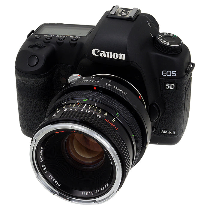 Fotodiox Pro Lens Mount Adapter Compatible with Rollei 6000 (Rolleiflex) Series Lenses to Canon EOS (EF, EF-S) Mount SLR Camera Body - with Generation v10 Focus Confirmation Chip and Built-In Aperture Iris
