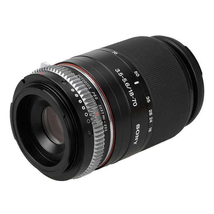 Fotodiox Pro Lens Mount Adapter Compatible with Sony Alpha A-Mount (and Minolta AF) DSLR Lens to Canon EOS (EF/EF-S) Mount DSLR Camera Body - with Aperture Control and Gen10 Focus Confirmation Chip