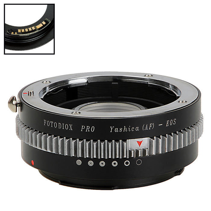 Fotodiox Pro Lens Mount Adapter Compatible with Yashica 230 AF SLR Lens to Canon EOS (EF, EF-S) Mount SLR Camera Body - with Generation v10 Focus Confirmation Chip and Built-In Aperture Control Dial