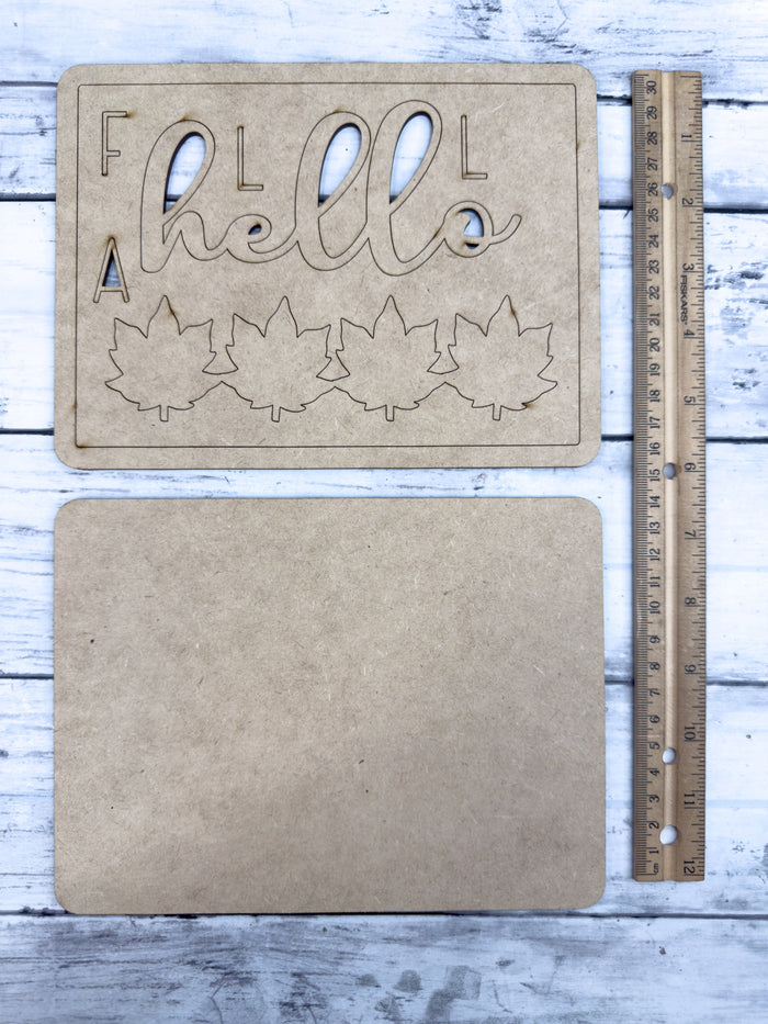 Framed Hello Fall with leaves Sign DIY Kit