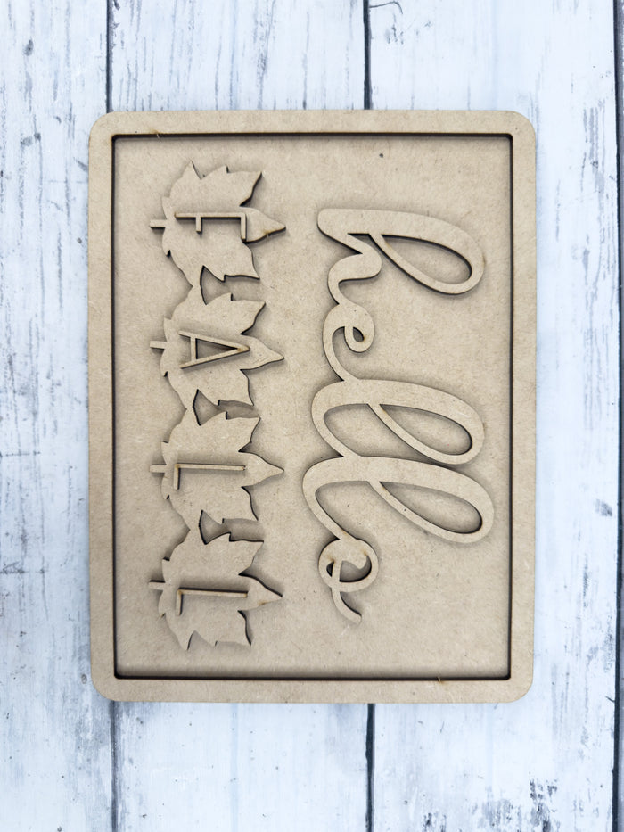 Framed Hello Fall with leaves Sign DIY Kit