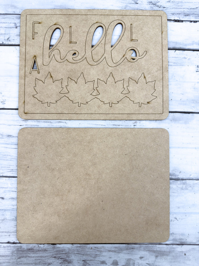 Framed Hello Fall with leaves Sign DIY Kit