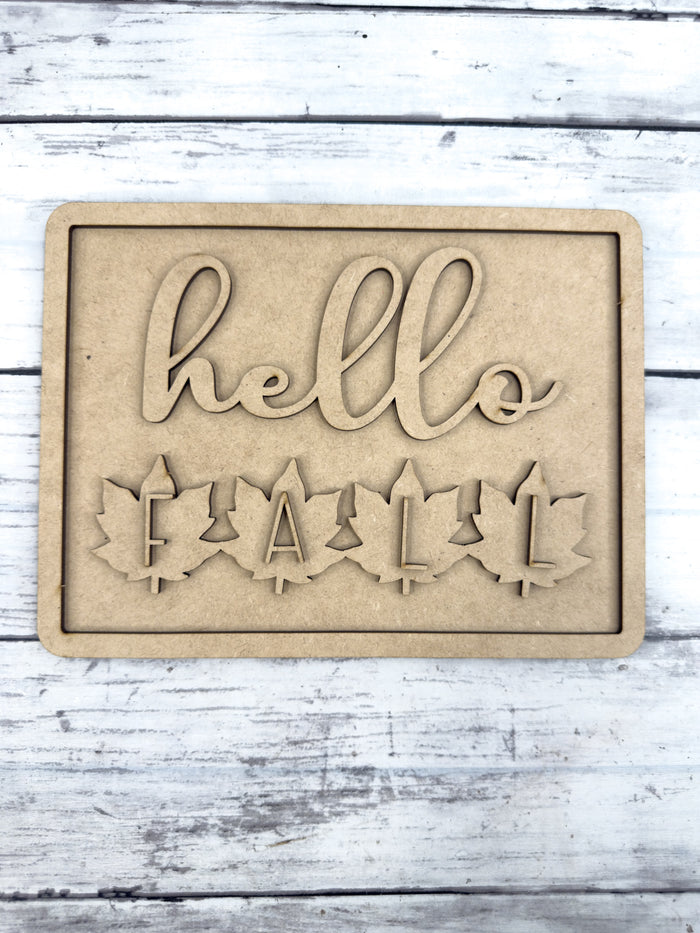 Framed Hello Fall with leaves Sign DIY Kit