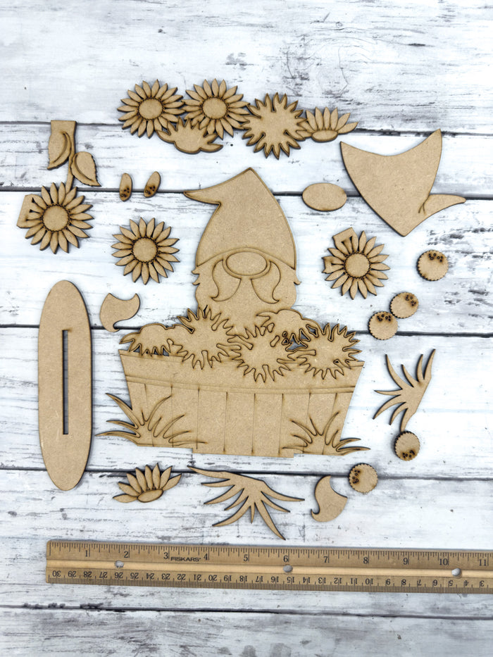 Gnome Sunflowers in basket DIY Kit