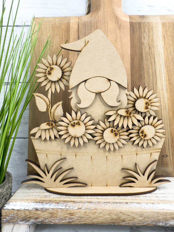Gnome Sunflowers in basket DIY Kit