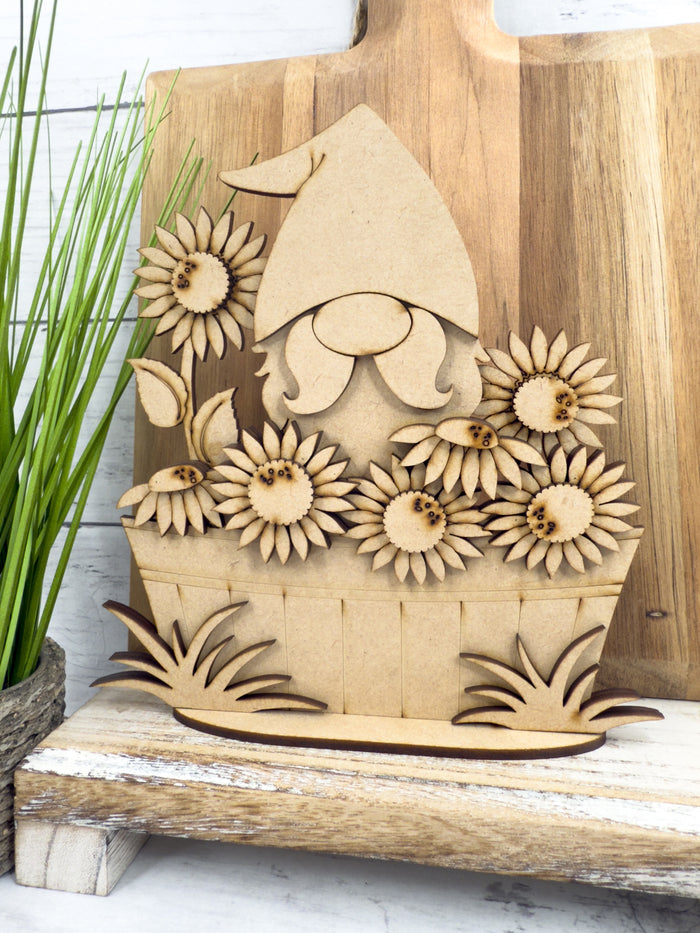 Gnome Sunflowers in basket DIY Kit