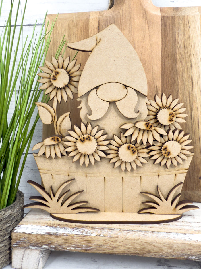 Gnome Sunflowers in basket DIY Kit