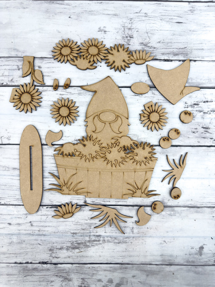 Gnome Sunflowers in basket DIY Kit