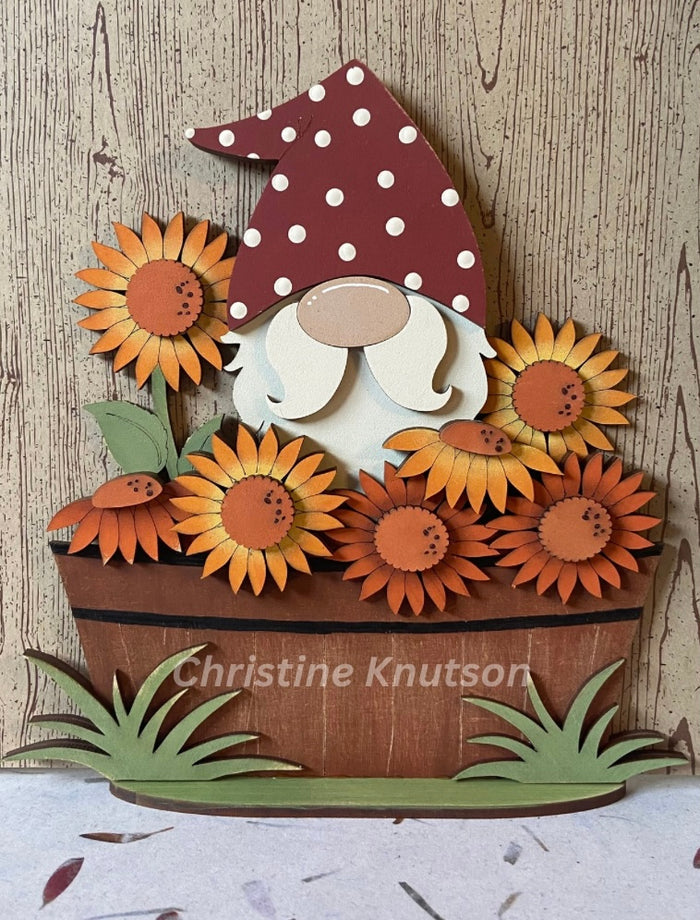 Gnome Sunflowers in basket DIY Kit