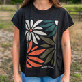 In Full Bloom Ladies Tee - Washed Jet Black