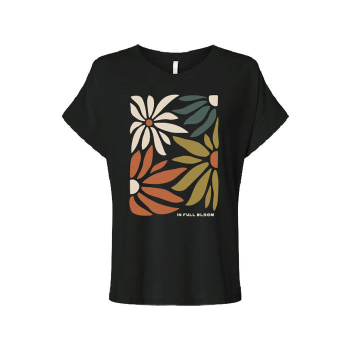 In Full Bloom Ladies Tee - Washed Jet Black