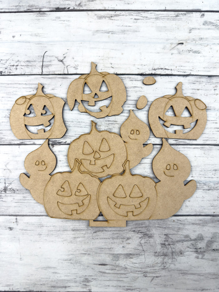 Jack O Lanterns and Ghosts Halloween Slot Interchangeable bases DIY Craft Kit