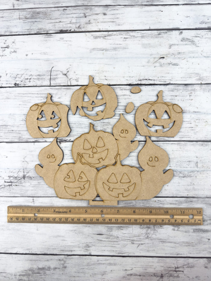 Jack O Lanterns and Ghosts Halloween Slot Interchangeable bases DIY Craft Kit