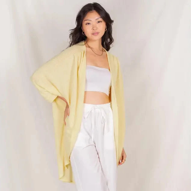 Knit Dolman Sleeve Open Front Cardigan