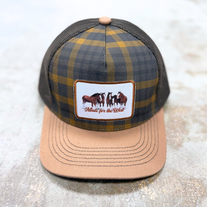 Made For The West Trucker- Plaid/Brown