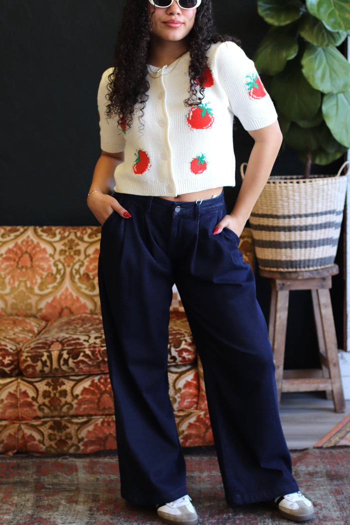 Meryl Blue Pleated Palazzo Pants