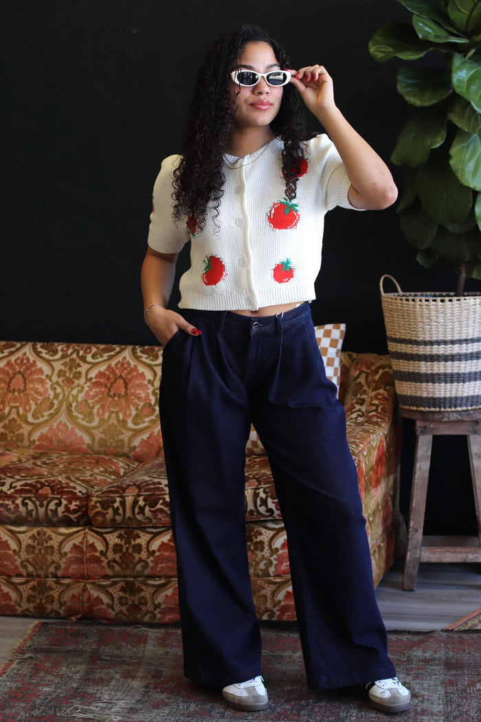 Meryl Blue Pleated Palazzo Pants