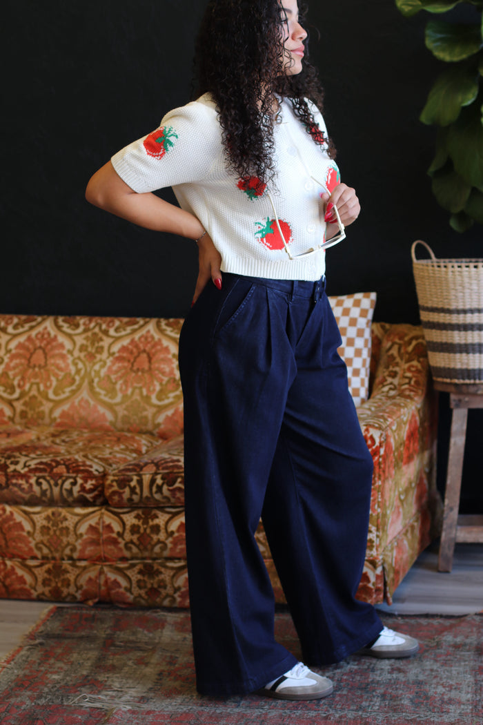 Meryl Blue Pleated Palazzo Pants