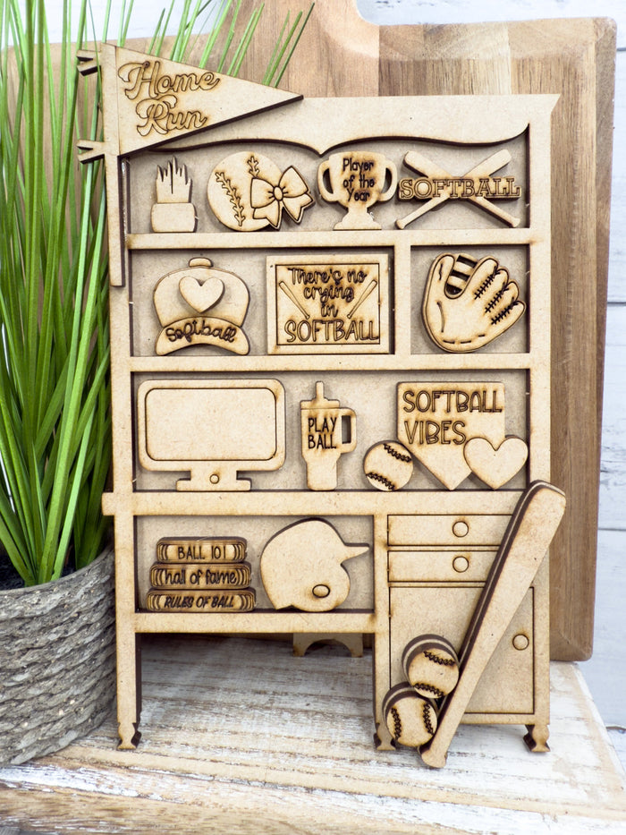 Mini Softball Desk Hutch DIY Craft Kit