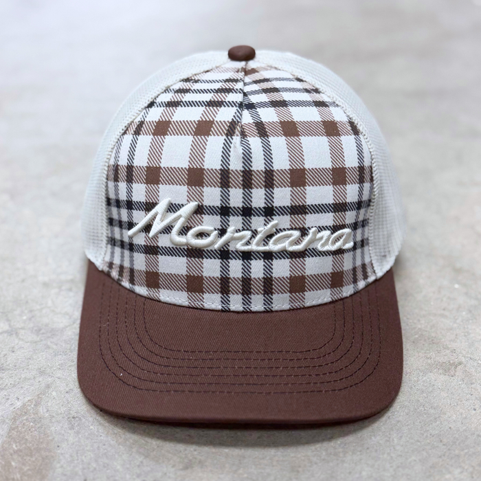 Montana Embroidered Trucker- Plaid/Brown