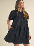Organza Jacquard Tiered Babydoll Dress