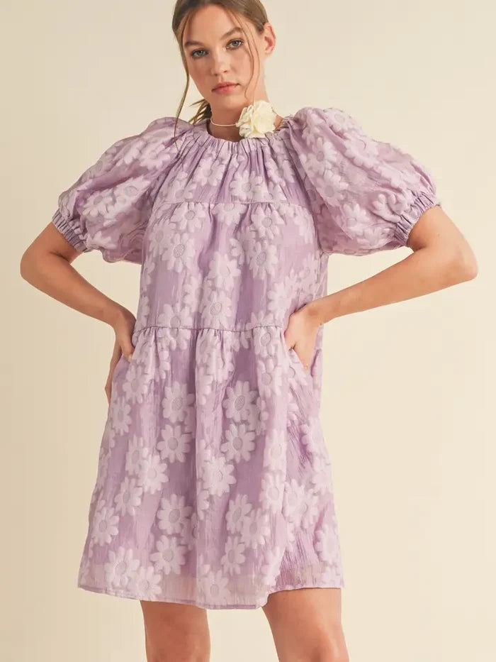 Organza Jacquard Tiered Babydoll Dress
